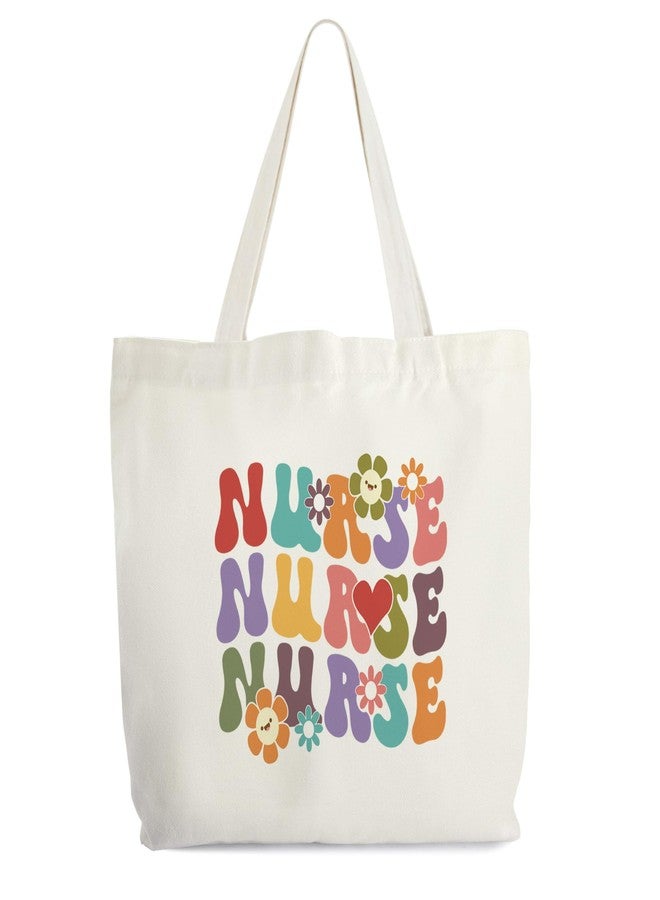 Levitatinyear Floral Nurse Canvas Tote Bag, Nurse Life Tote, Nurse Appreciation Gift Bag, Nurse Week Gifts for Women, Graduation Gifts for Nurse, Retro Shoulder Bag Gifts for Nurses -34 - Image 1